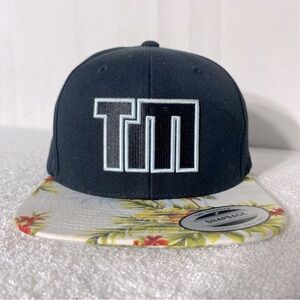 Toby Mac Christian DC Talk Black Floral Flat Bill Flat Brim Snap Back Hat Cap